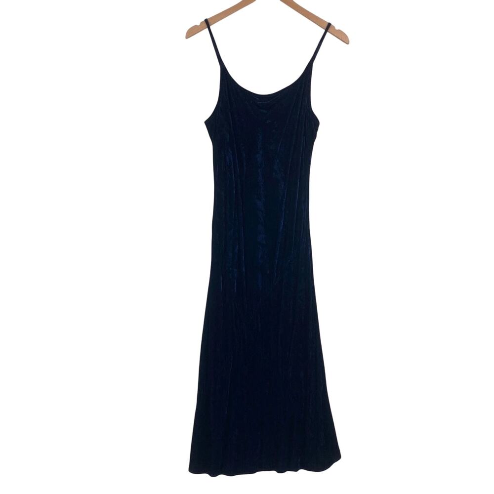 5074 Vintage Carole Little Saint Tropez Velvet Slip Dress Spaghetti Straps Black